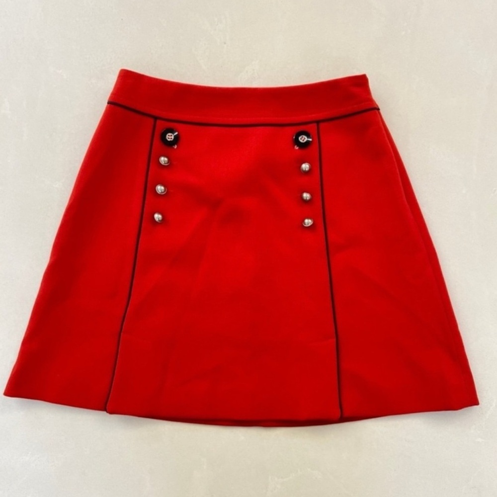 Leifsdottir Red Mini Skirt with Black Trim